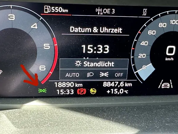 Lichtschalter in der Stellung Standlicht
